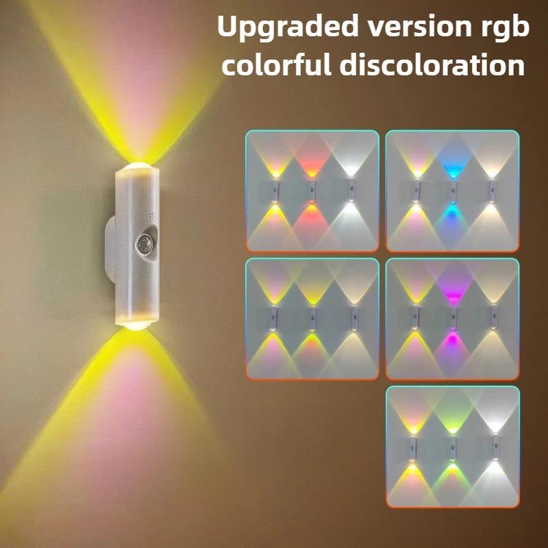 Intelligentes RGB-Verlaufs-Nachtlicht Magnetischer Bewegungssensor Wiederaufladbare Wandleuchte für Schlafzimmer Badezimmer Schrank Garten Heimdekoration