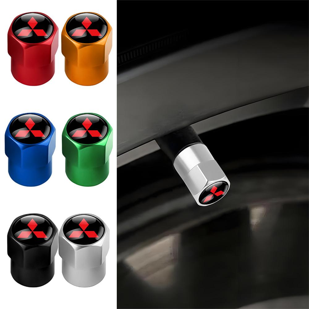 4Pcs Metal Alloy Wheel Tire Valve Caps Accessories For Mitsubishi 9 Ralliart X EX ASX L200 Colt Outlander Pajero Lancer Eclipse