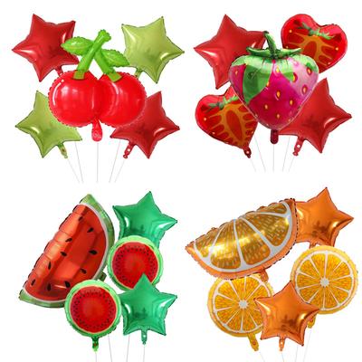 5pcs Fruit Foil Helium Balloon 18'' Watermelon Kiwi Strawberry Orange Pineapple Ball Summer Party Decoration Supplies Kids Toy