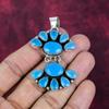 Blue Chalcedony Handmade Gemstone Pendant, 925 Solid Sterling Silver Pendant Antique Jewelry, For Engagement Gift