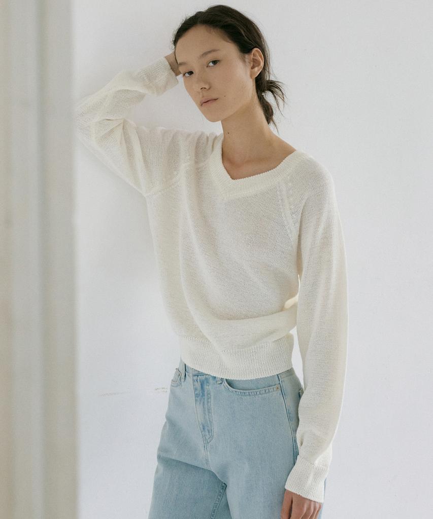 OCTETTE Paper Deep V-Neck Knit_2Color