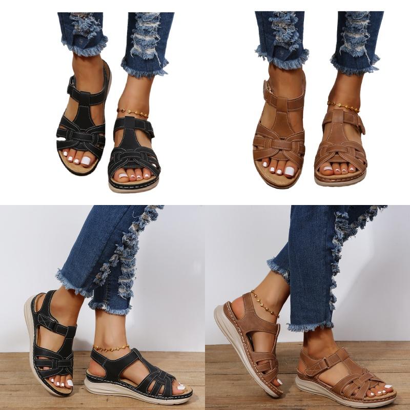 Grenzüberschreitende Mode im römischen Stil Vintage Damen-Sandalen mit weicher Sohle und bequemem Keilabsatz
