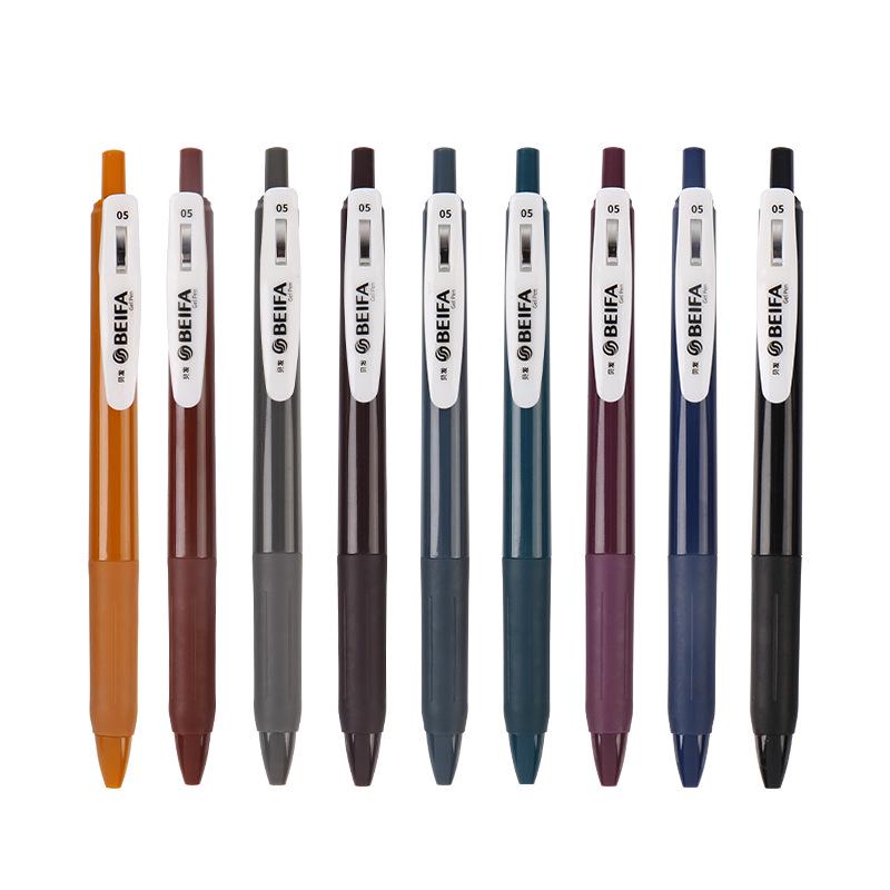 Beifa Retro Color Gel Pen 0.5mm Bullet Tip - Quick Dry Chinese Style for Students