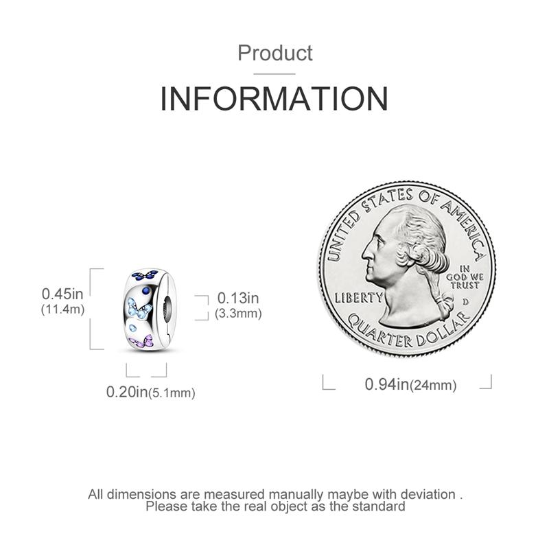 Kupferverschluss Kupfer Zirkonia Pavé Clip Charms Schmetterlingsperlen Stopper Sicherheitskette Passend für Original Armreif Schmuck C