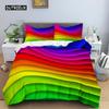 Geometric Duvet Cover Set Queen Size Abstract Art Rainbow Glass Bedding Set Colorful Polyester Quilt Cover Pillowcase for Kids