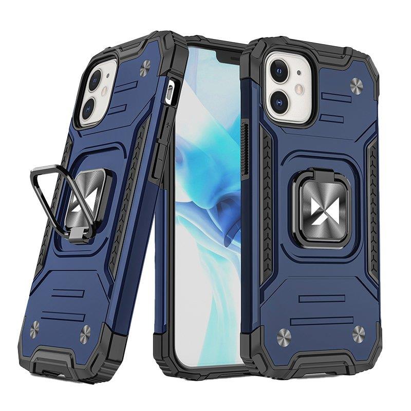 Armored case cover for iPhone 14 magnetic holder Ring Armor blue
