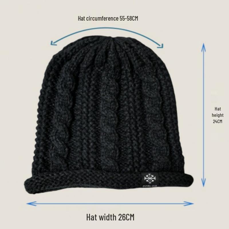 Women's Korean Fashion Large Knit Hat - Warm, Versatile, Slouchy Wool with Ear Protection for Autumn & Winter