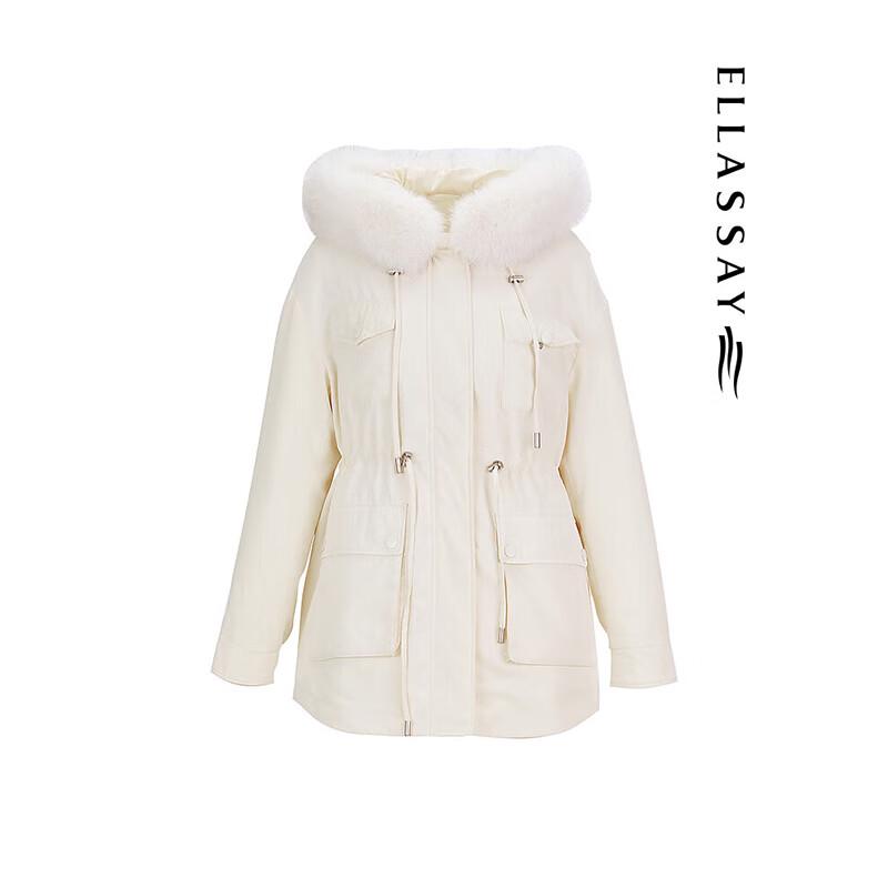 ELLASSAY Women's Autumn/Winter Waist-Cinched Parka Down Jacket EWD344L04100