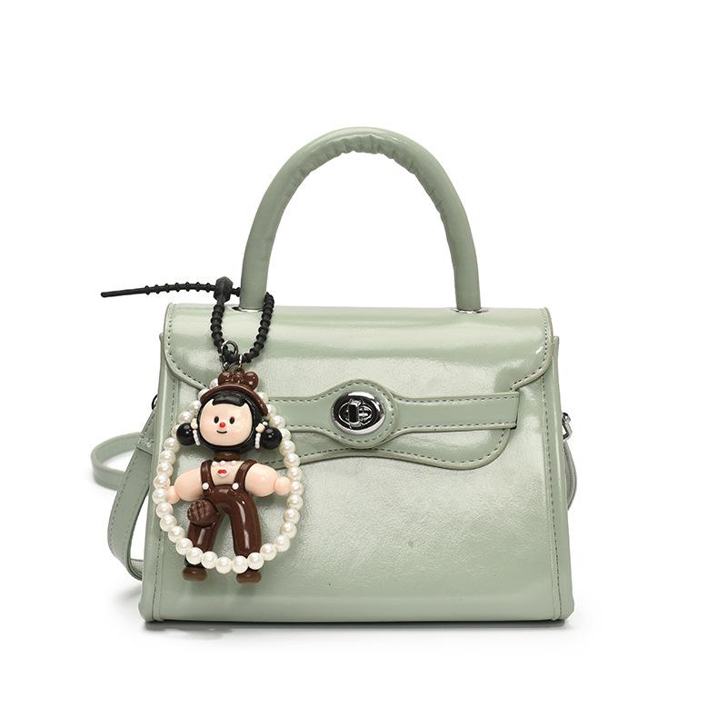 Fashion New French Simple Style High-end Sense Portable Small Square Bag Casual Versatile Commuter Solid Color PU Messenger Bag Women