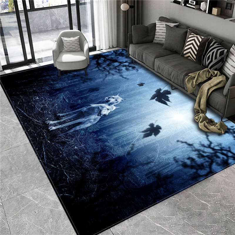 Wolf Carpet 3D Animal Floor Mat For Bathroom Big Flannel Carpet Living Room Bedroom Furniture Rug Lounge Carpet Bedside Mat