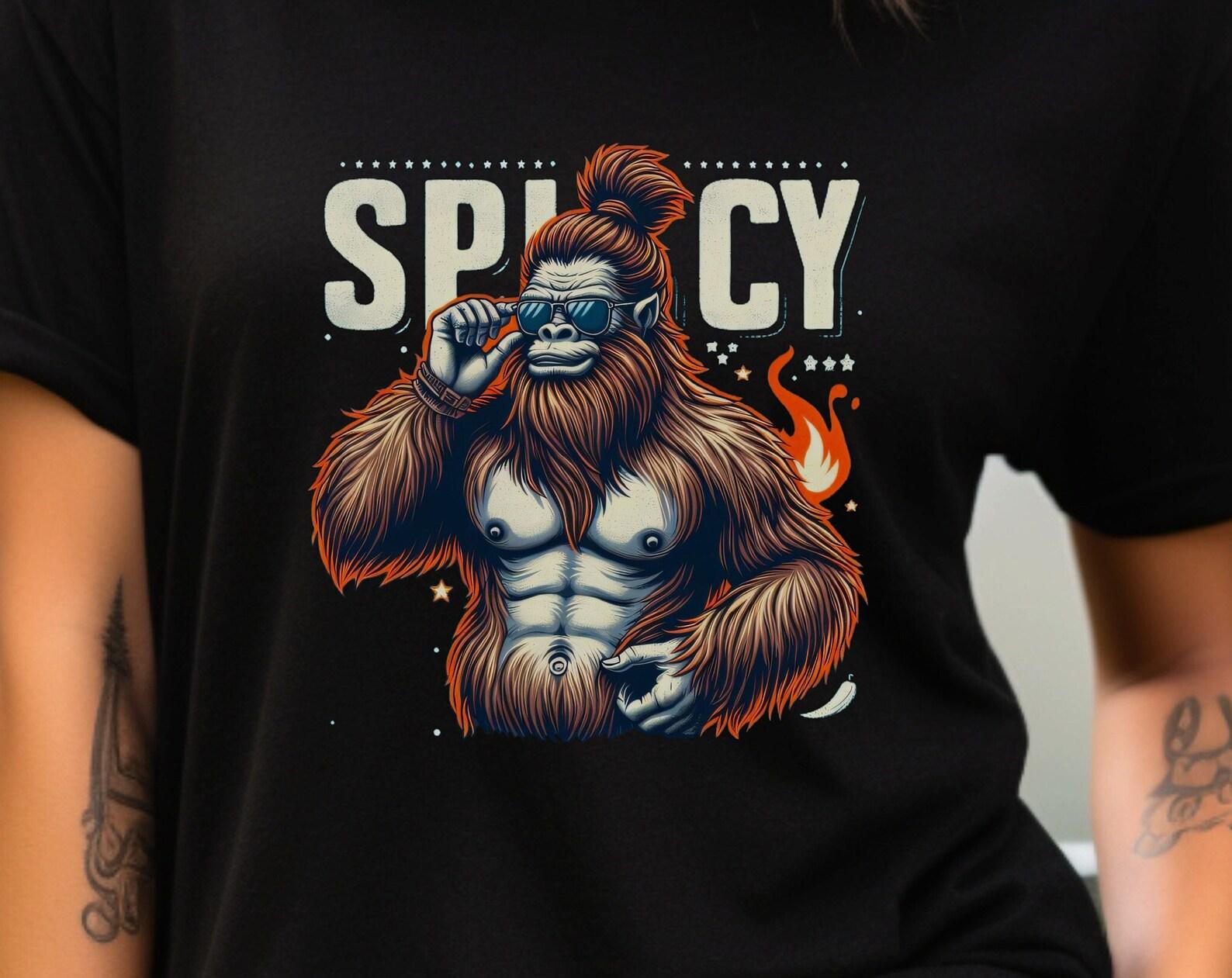 Funny Bigfoot  Spicy  Unisex Shirt: Sasquatch Graphic Tee S