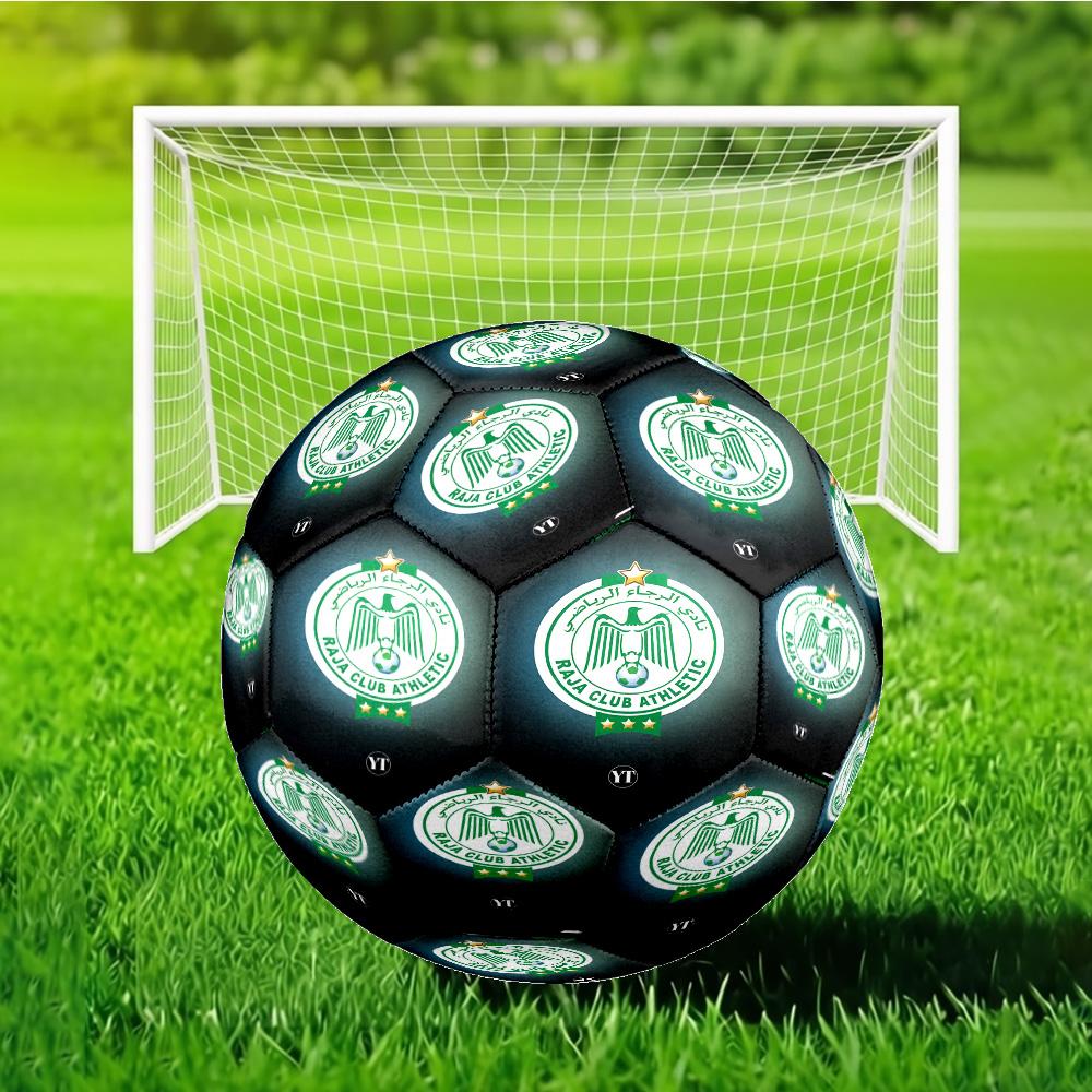 Raja Club Athletic Crest Soccer Ball Size 5 Soccer Ball, Machine-stitched, Durable, Suitable for Training and Matches Fan Gift