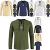 Stylish Medieval Men's Long Sleeve Lace Up Solid Color Retro Cosplay Costume T-shirt