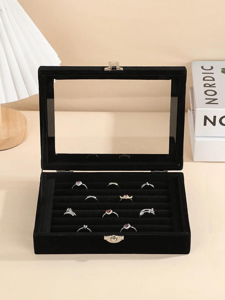 Jewelry Storage Box Earring Ring Jewelry Display Box Jewelry Classification Dustproof Transparent Flip Lid Jewelry Bo