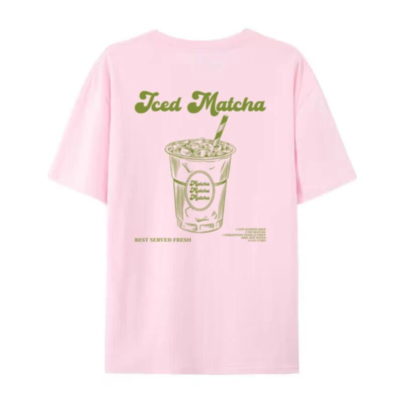T-shirt Matcha Ghiacciato Estetica Retrò T-shirt Carina per Amanti del Matcha Donna Estate Oversize Streetwear T-shirt Grafiche Abbigliamento Unisex