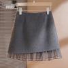 Petite High-Waist Spliced A-Line Mini Skirt