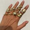 14pcs/set Vintage Metal Rings For Women Men Gift Fashion Punk Hip Hop Gold Silver Color Irregular Knuckle Joint Ring Set