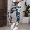 Women's Leggings Vintage Fashion Casual Ankle-Length High Waist  Halloween Golden Floral Skull  Printing Thermal Warm Soft Breathable Micro-elastic