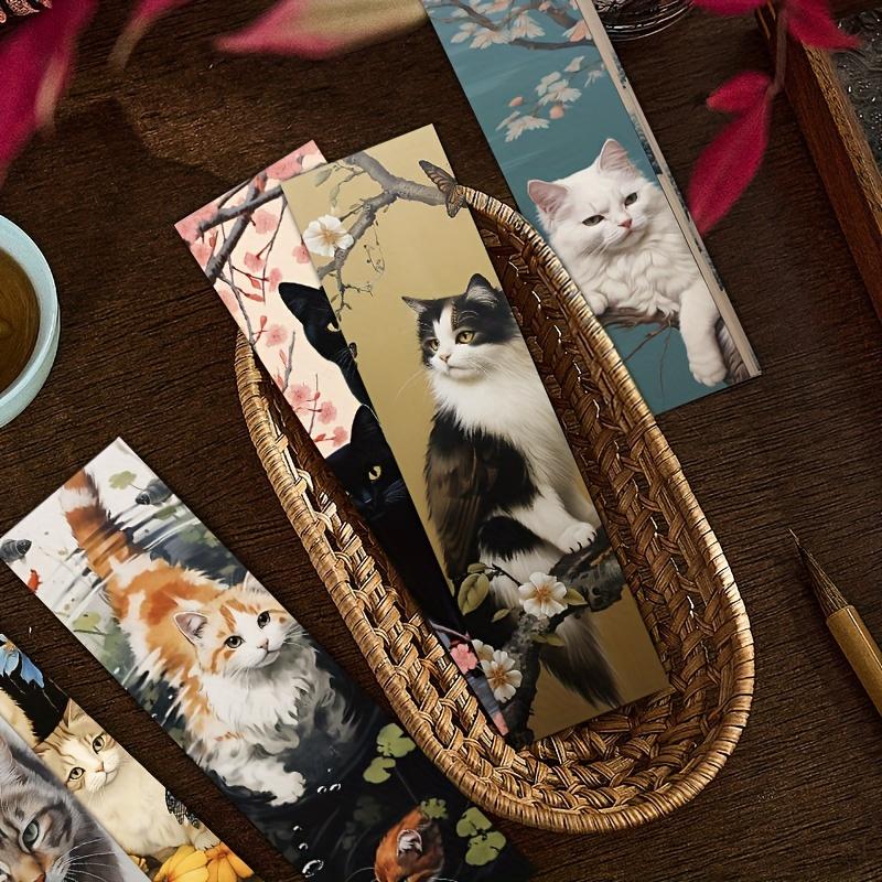 30Pcs Adorable Cartoon Cat Bookmarks In an Artistic Graffiti Style, Practical And Durable DIY Reading Markers, Vintage-Themed Bookmarks