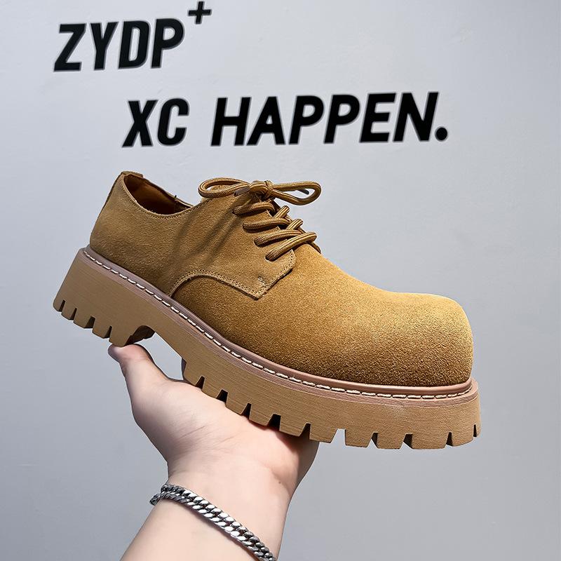 Derby Shoes Men's 2024 New Mickey Big Head Shoes Platform Low-top Big Yellow Boots Round Head Fashion Leather Shoes 24287-A