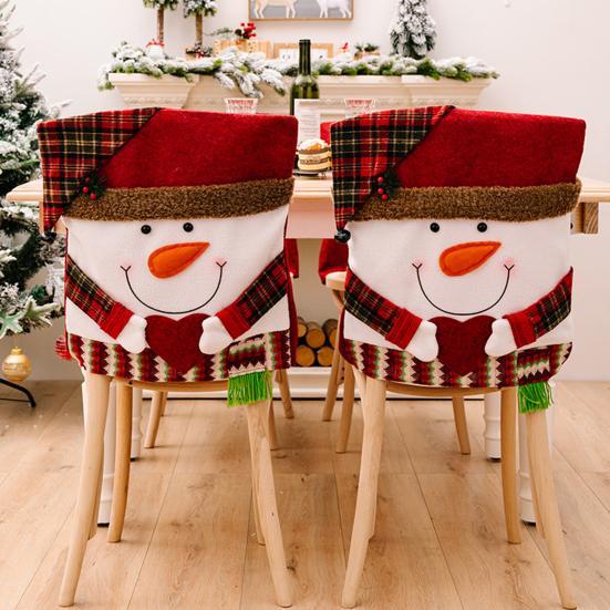 Yousheng Christmas Chair Cover Snowman Santa Claus Deer Shape Christmas Themed Back Cover Restaurant Seating Decor