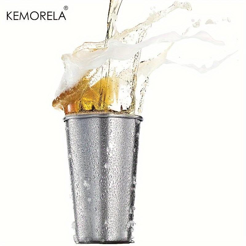 KEMORELA 4PCS Stainless Steel Cups 300/400/500ML Stainless Steel Tumblers Pint Camping Cups Drinking Glasses Stackable Metal Cup
