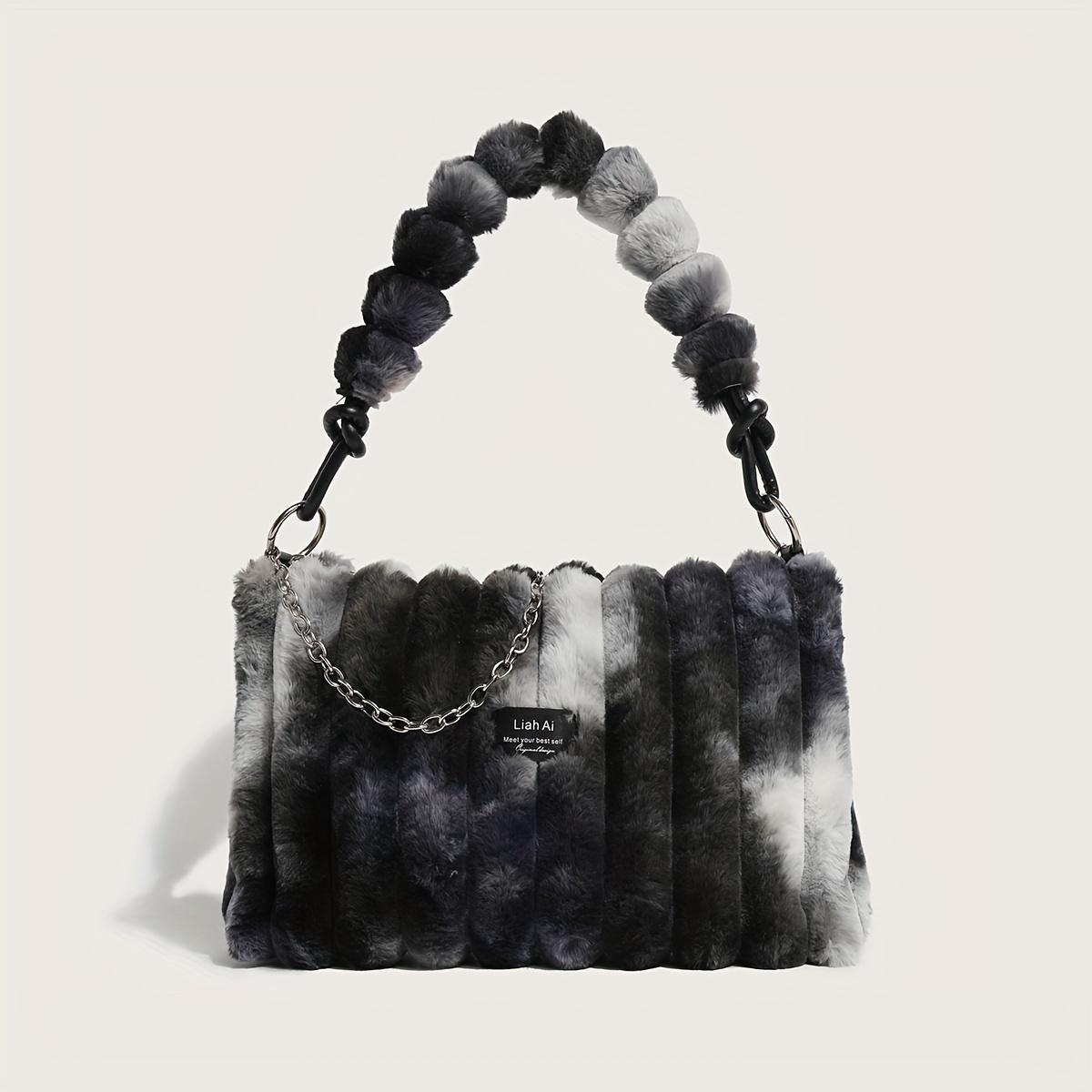 

Шикарная плюшевая сумка через плечо для женщин с принтом тай-дай — вместительная и легкая со съемным ремешком, застежка-молния — идеальный модный аксессуар