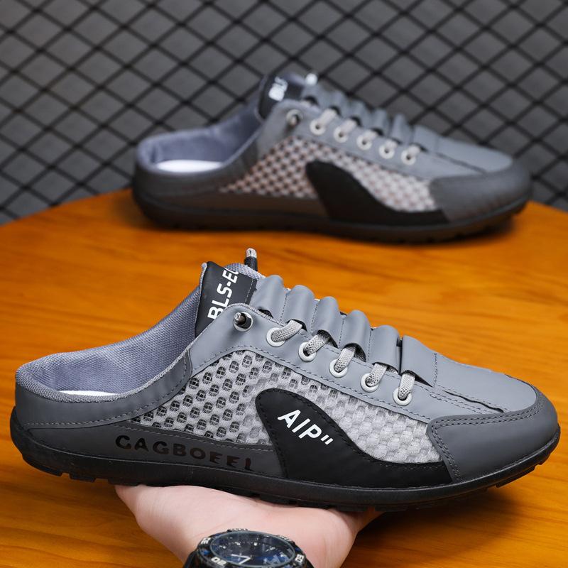 

Баотоу напівпіднос чоловічі туфлі 2025 нові сітчасті дихаючі сліпони модні універсальні дихаючі сітчасті туфлі 45