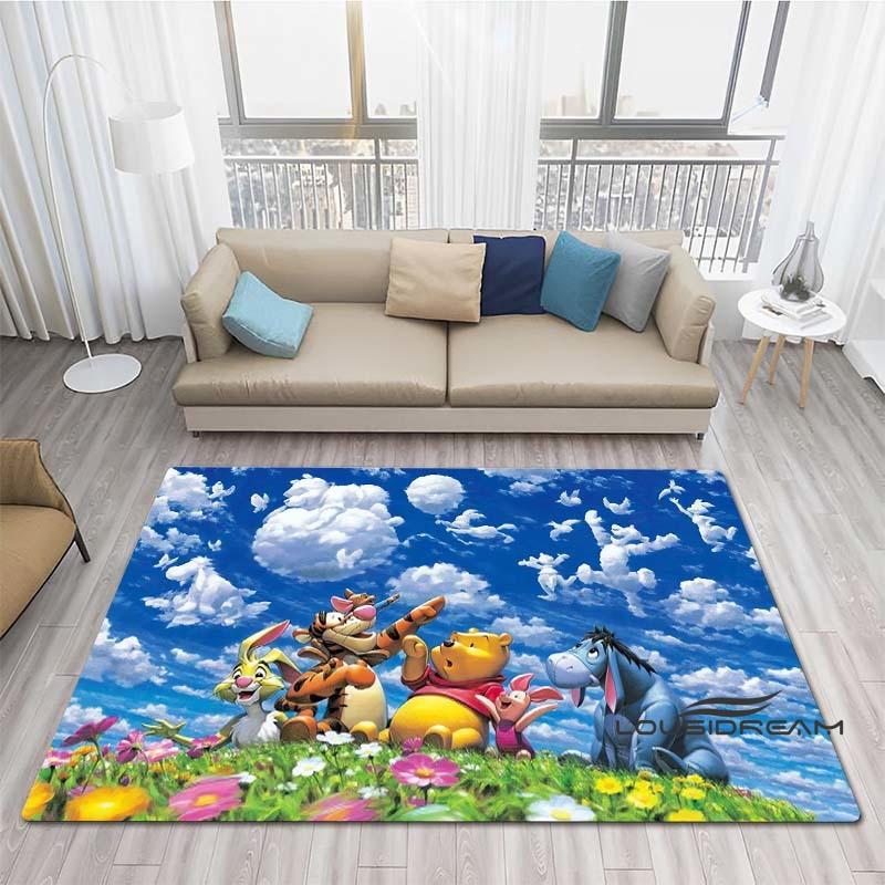 Winnie The Pooh Cartoon Pattern Rug, Bedroom Play Mat, Bedroom Decor Rug, Living Room Rug, Crawling Mat, Gift Rug