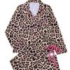 Womens Leopard Print Pajama Set Long Sleeve Thin Comfortable Sleepwear Fall Home Hotel