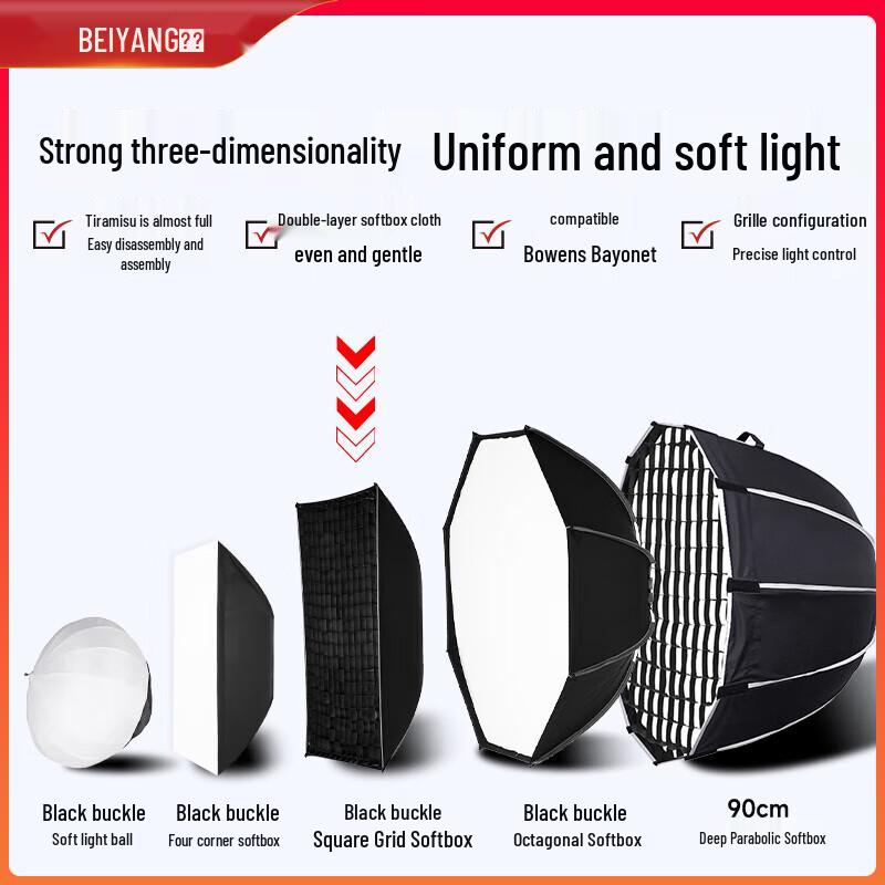 Beiyang Bowens Mount Square Softbox with Grid