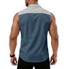 Men's Workwear Lapel Button-Down Vest Shirt - Lightweight Sleeveless Top