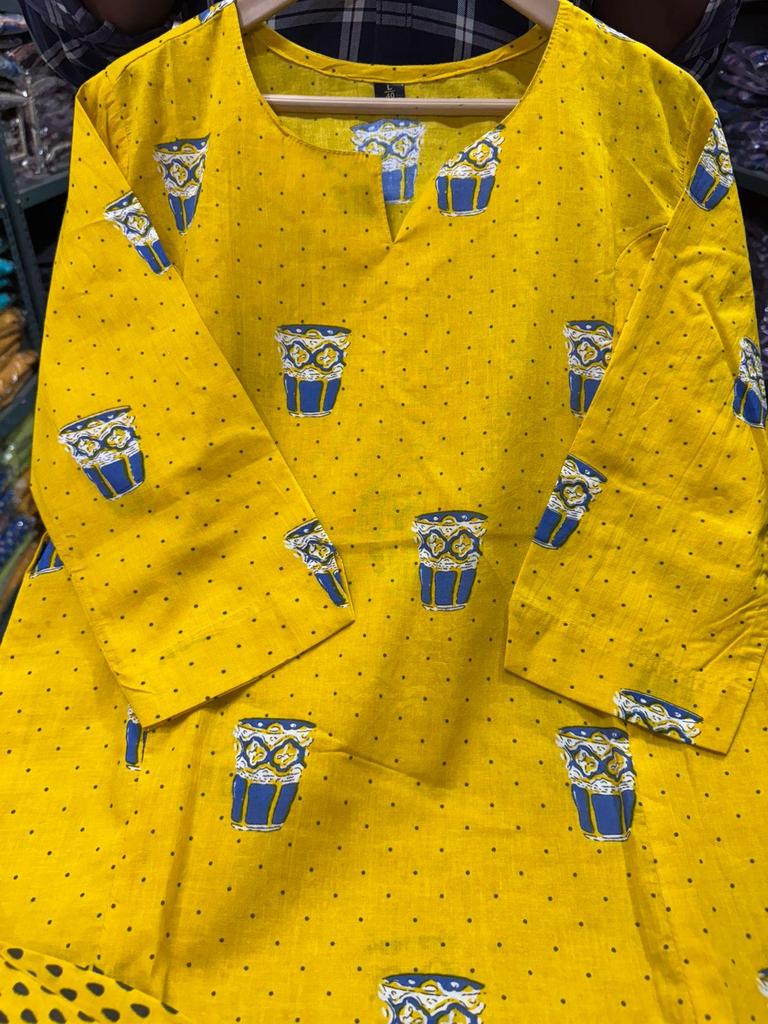 Indický dámský designový kurta kalhoty šňůrkový set Bollywoodský top tunika čistá bavlna kurti