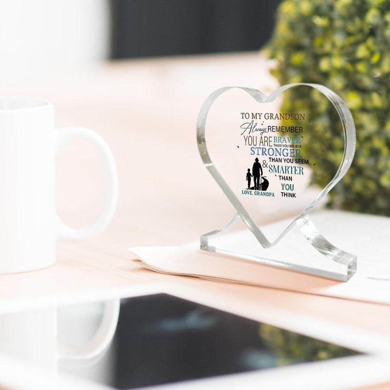 Heartfelt Grandson Gift From Grandparents - Inspirational Acrylic Heart Keepsake with Loving Message, Birthdays, Graduations, Christmas, Valentine'S