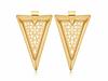Yellow Gold 585 Earrings, Large Openwork Triangles, On a Stud, As a Gift