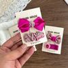Korean Style Floral Bow Hair Clip for Girls - Bright Rose Red