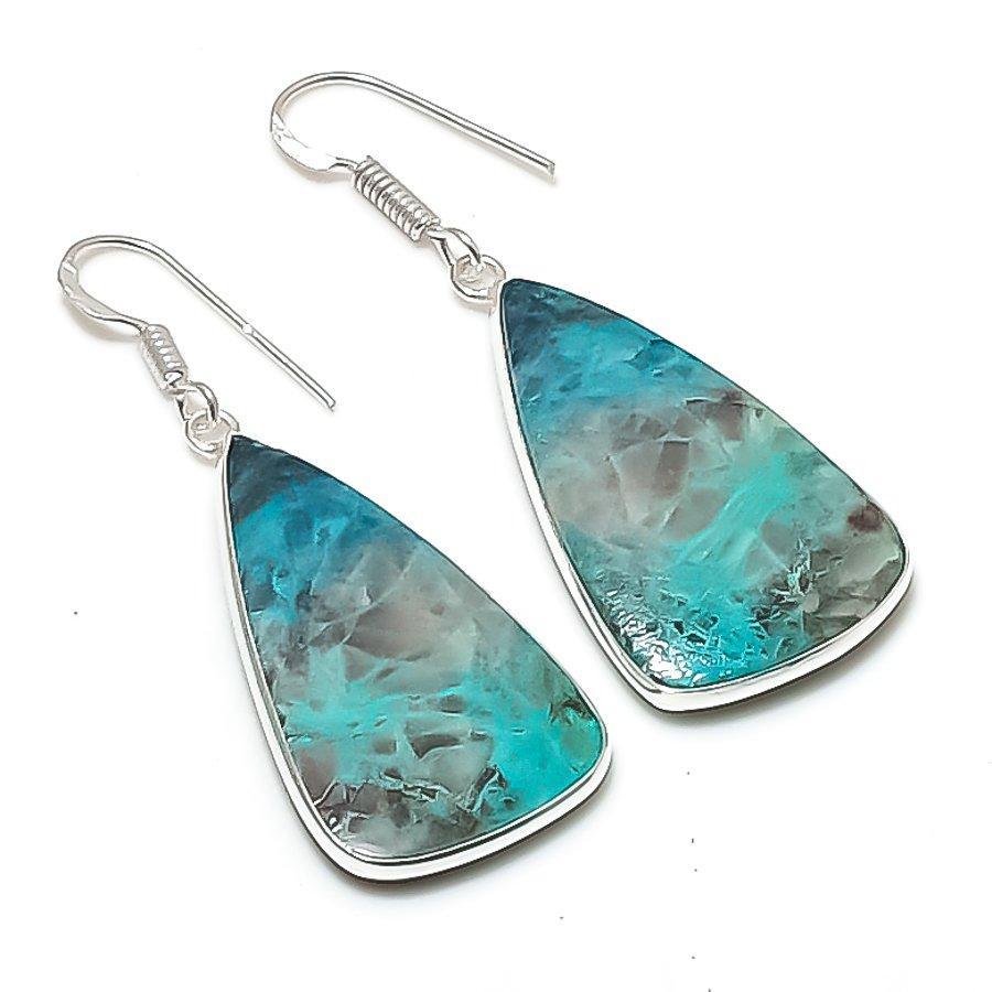 Natural Quantum Quatrro Gemstone 925 Sterling Silver Jewelry Earring 1.97" AEE-10996