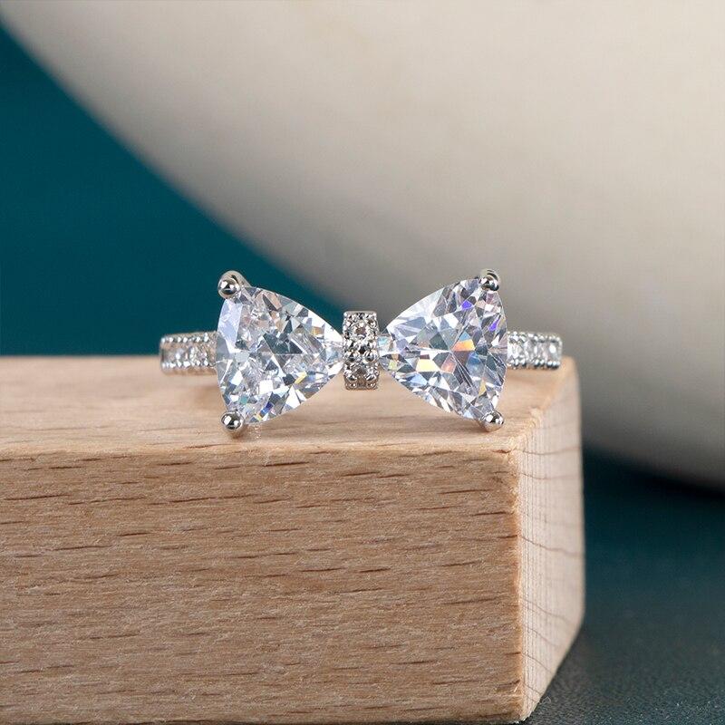

Bella Box Роскошные серебряные кольца с бантом для женщин Циркон с камнями в форме сердца романтические подарки Элегантные аксессуары повседневное носимое кольцо Лидер продаж 10 белый