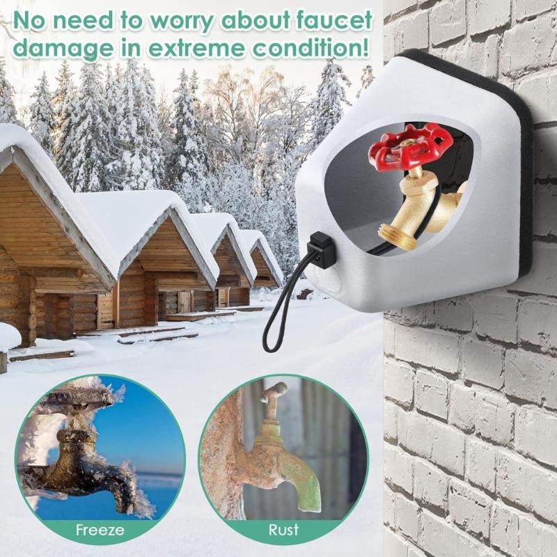 3Pieces Reusable Foam Faucet Covers Protects Against Freezing Lid Faucet Protectve Case Suitable for Outdoor Faucet Use