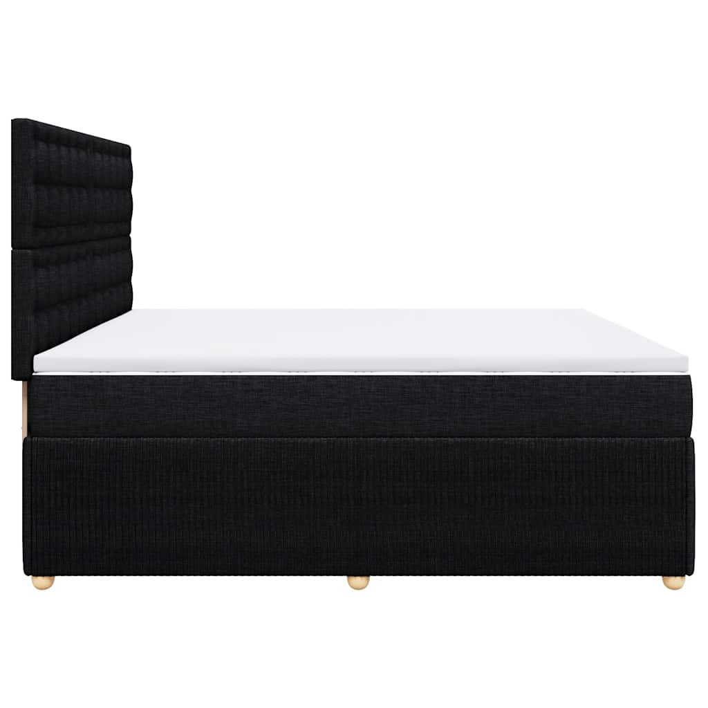 Box Spring Bed with Mattress Black 200x200 Cm Fabric