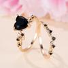 Royal Blue Green Black Red Stone Heart Ring Sets for Women Rose Gold Color White Zircon Bridal Wedding Bands Mothers Day Jewelry
