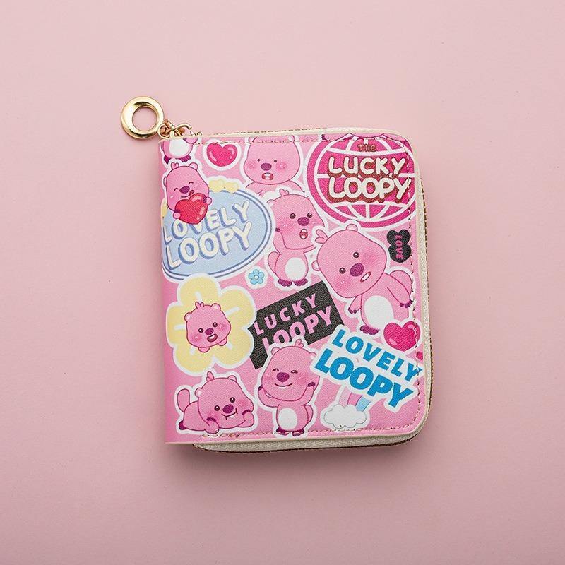 Women's cartoon animation buckle short wallet, card bag, change bag, multi-card position wallet, waterproof and ultra-light.