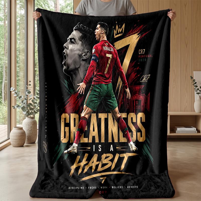 Coperta Tema Cristiano Ronaldo Morbida Coperta in Flanella Morbida Coperta Plaid Peluche Coperta Accogliente per Divano Letto per Arredamento Casa