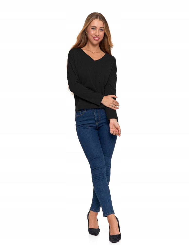 Women's Long Sleeve Shirt, Plain Cotton, Classic, MORAJ XXL Black