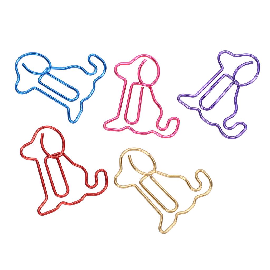100PCS Animal Bookmarks Clip Iron Wire Multifunctional Dog Shaped Marking Clip for Office