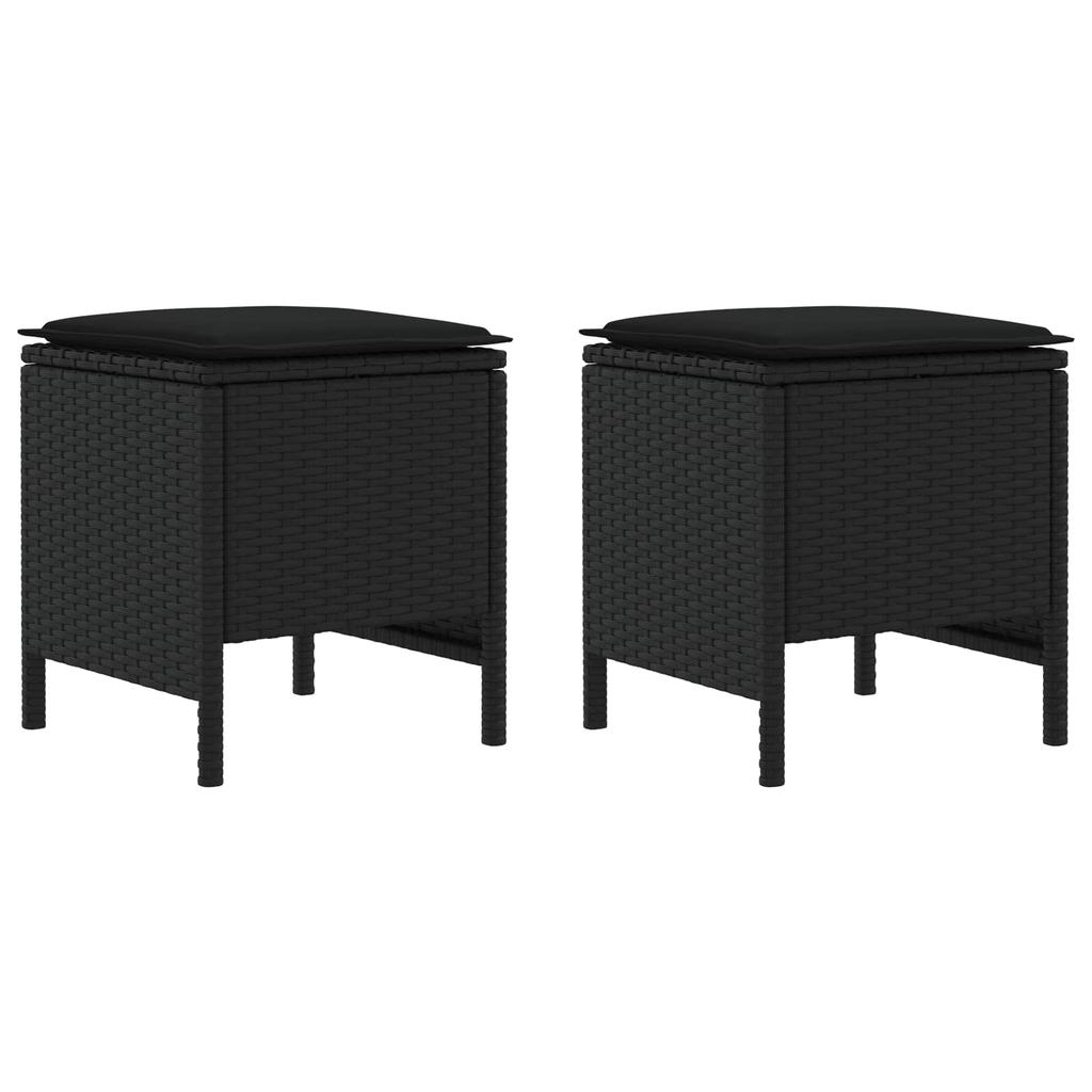 Garden Footstool 2 pcs Black 38 x 38 x 45 cm PE Rattan
