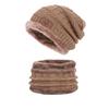 Fashion Warm Hat Scarf Set Knitted Soft Neck Scarf Cap Set Autumn Winter Thicken Fleece Ski Cap Bonnet Hat