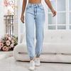 Jeans Jogger da Donna a Vita Media Jeans Skinny a Matita in Denim con Polsini Elasticizzati Streetwear Casual Jeans Conici