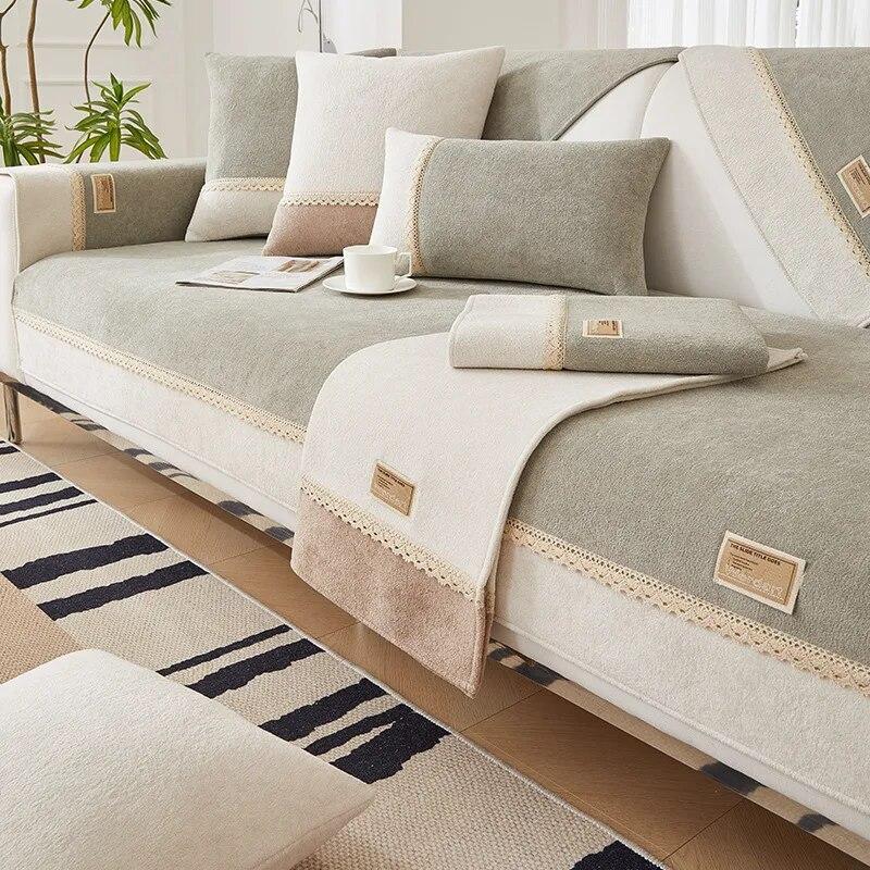 

Подушка для дивана из синели, двухцветный комплект подушек для дивана, полотенце для спинки, универсальная подушка для дивана Four Seasons, современная нескользящая подушка 70X70CM 1PCS