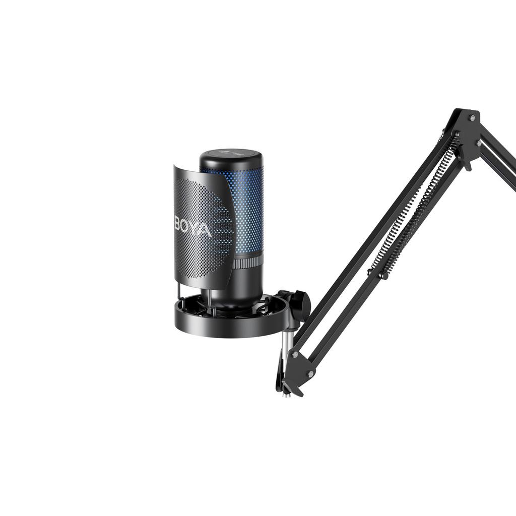 K3 108dB RGB USB-C Wired Microphone with Desktop Stand - Black